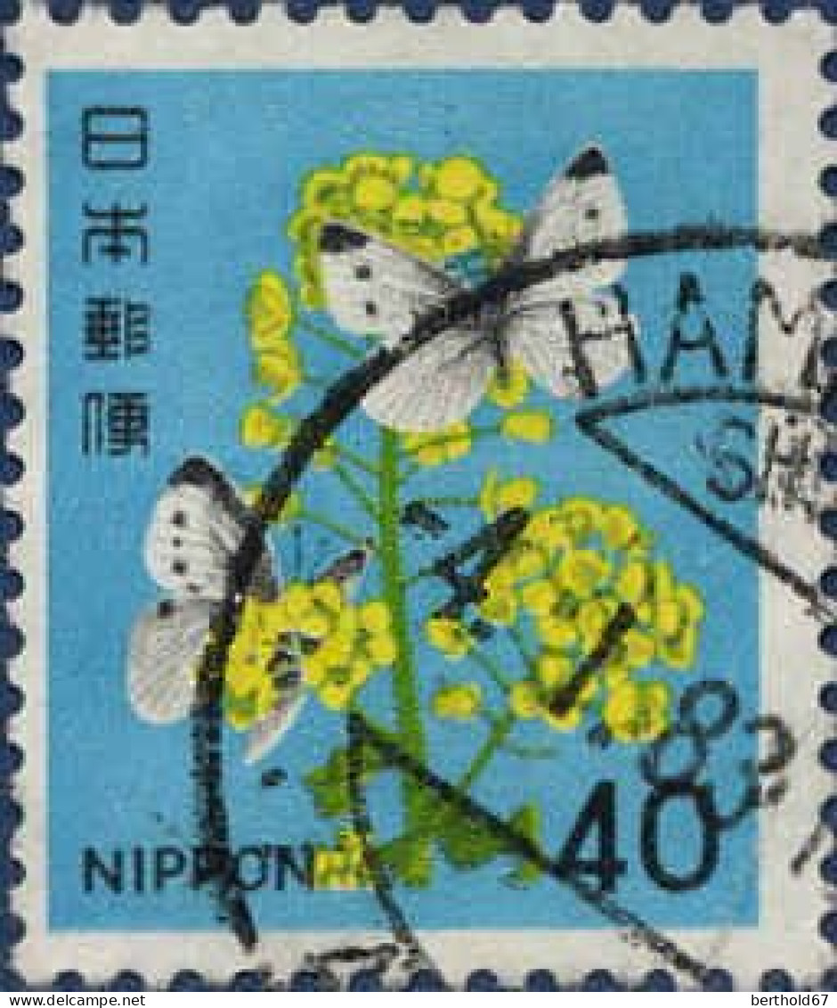 Japon Poste Obl Yv:1344 Mi:1442A Colza & Piérises Du Chou (TB Cachet Rond) - Gebraucht