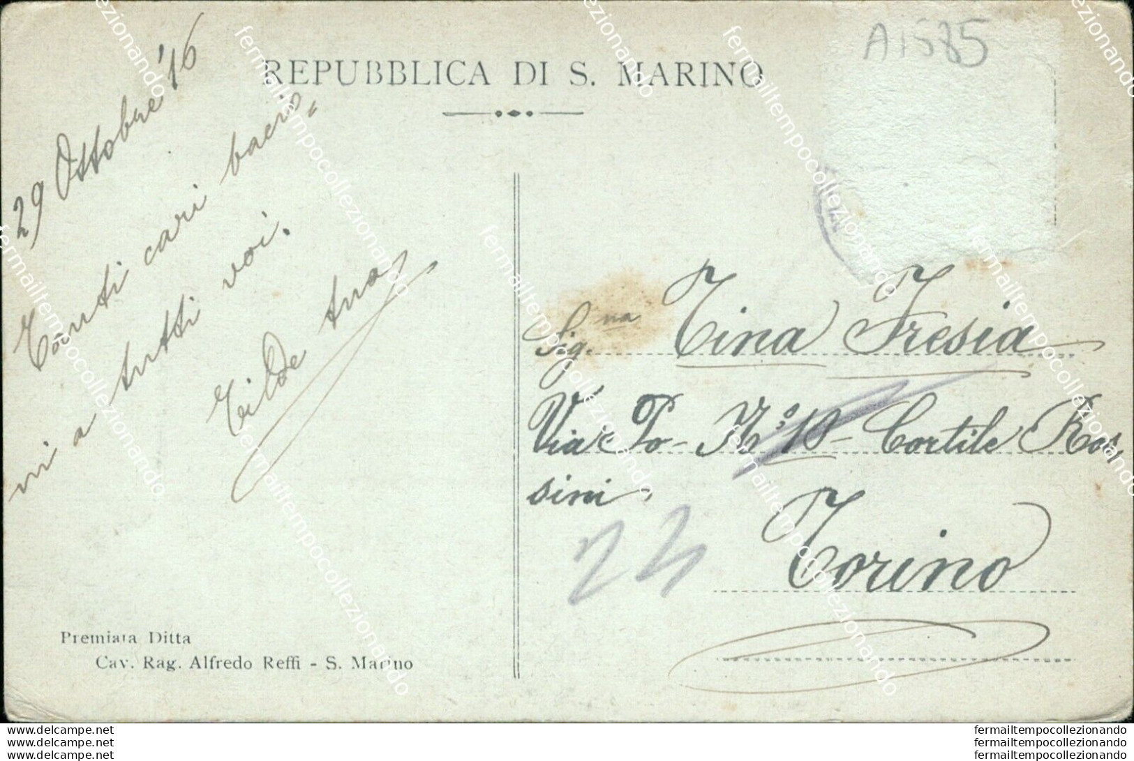 Ai585 Cartolina  Repubblica Di S.marino La Cattedrale 1916 - San Marino