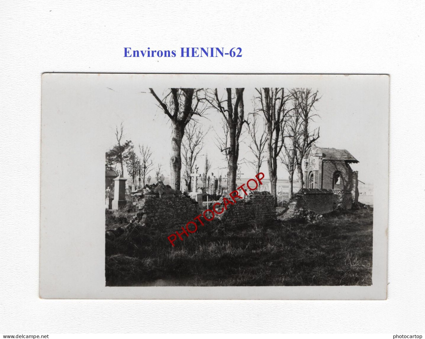 Environs HENIN-62-Cimetiere-Tombes-CARTE PHOTO Allemande-GUERRE 14-18-1 WK-MILITARIA- - War Cemeteries