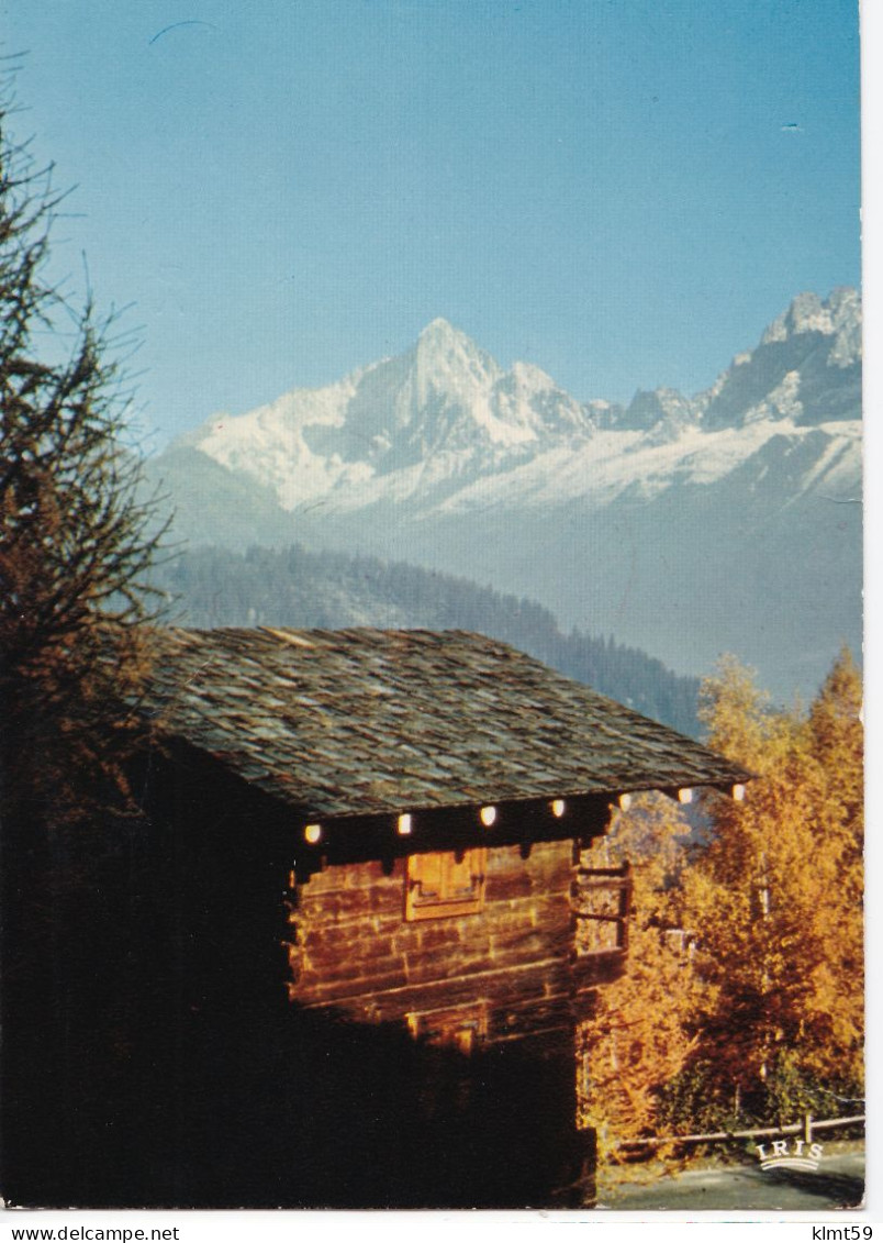 Vallée De Chamonix - Mazot Sous Le Soleil D'automne Et L'Aiguille Verte - Autres & Non Classés