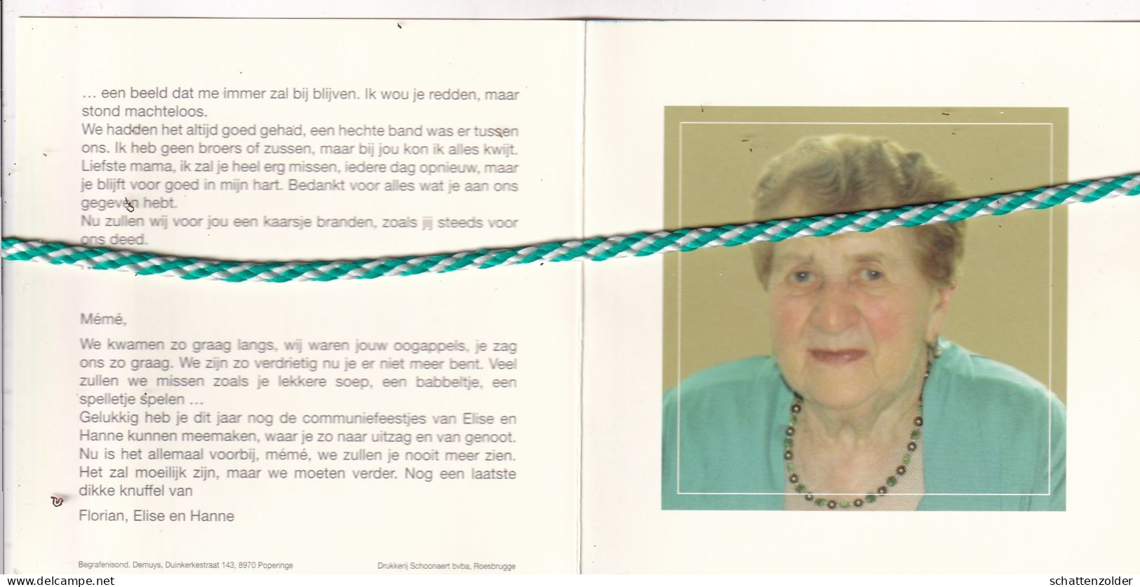 Agnes Depouvre-Coene, Roesbrugge 1929, Poperinge 2011. Foto - Obituary Notices