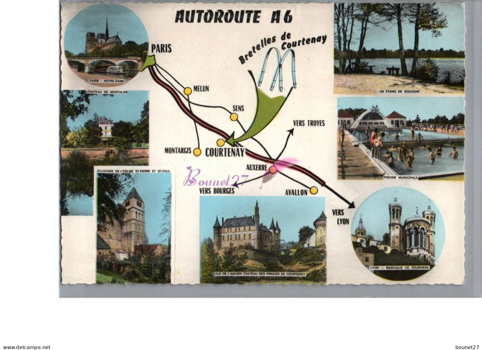 COURTENAY 45 - Autoroute A6 La Bretelles De Courtenay Plan Carte Château Paris Lyon - Courtenay