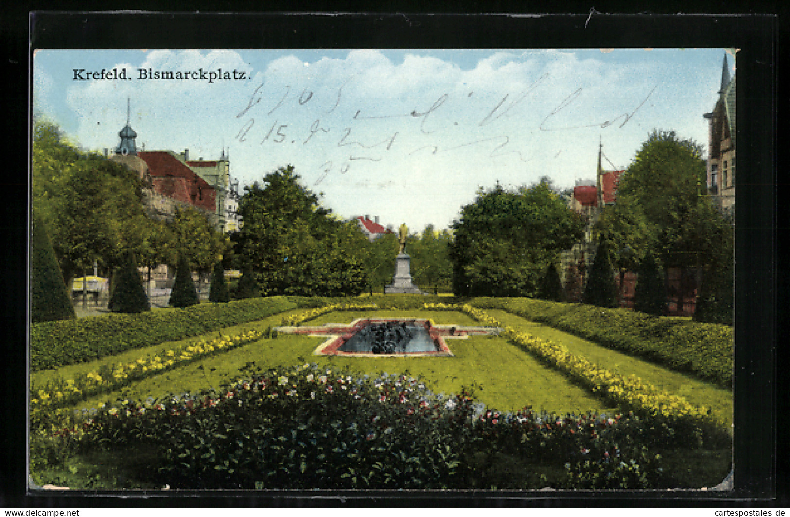 AK Krefeld, Bismarckplatz Mit Denkmal  - Krefeld