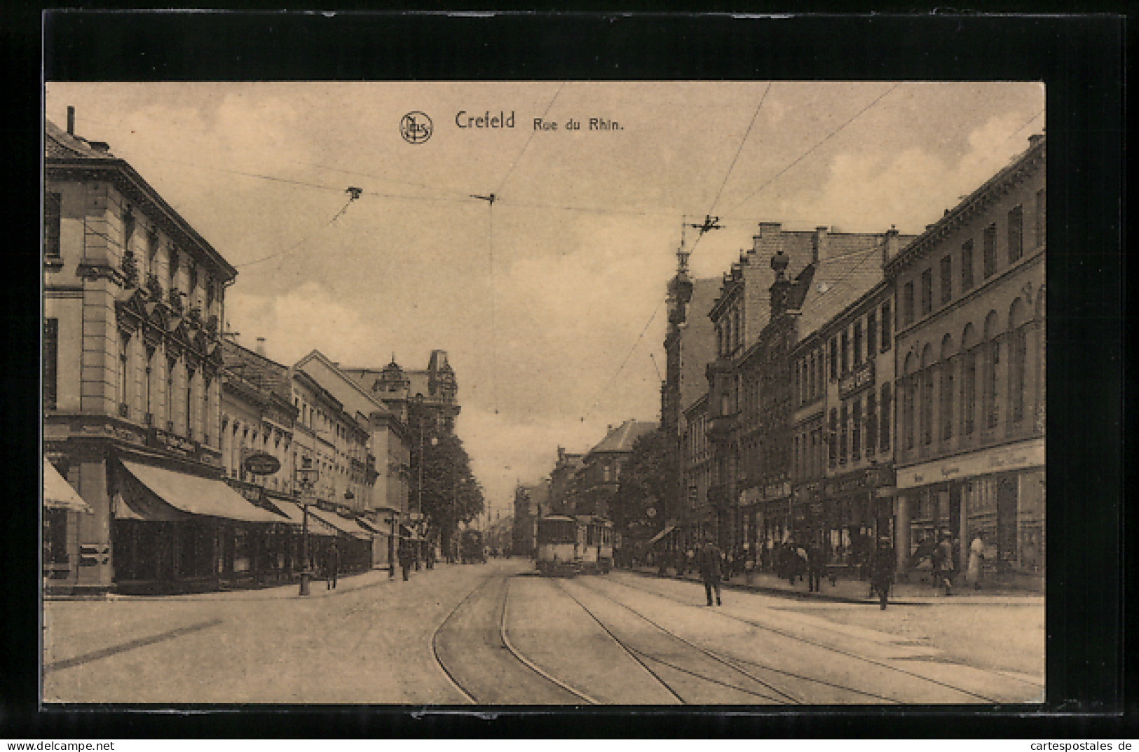 AK Krefeld, Rue Du Rhin, Strassenbahn Auf Der Rheinstrasse  - Krefeld