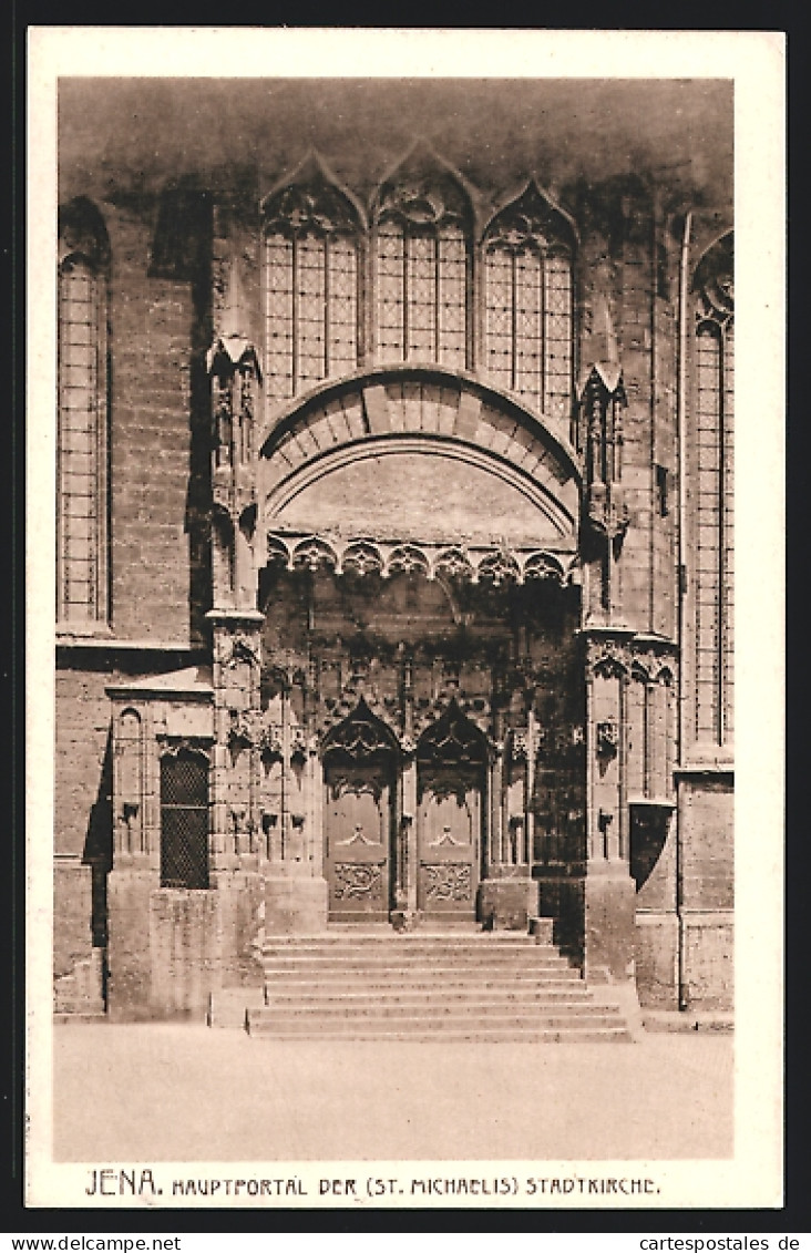 AK Jena, Hauptportal Der St. Michaelis-Stadtkirche  - Jena