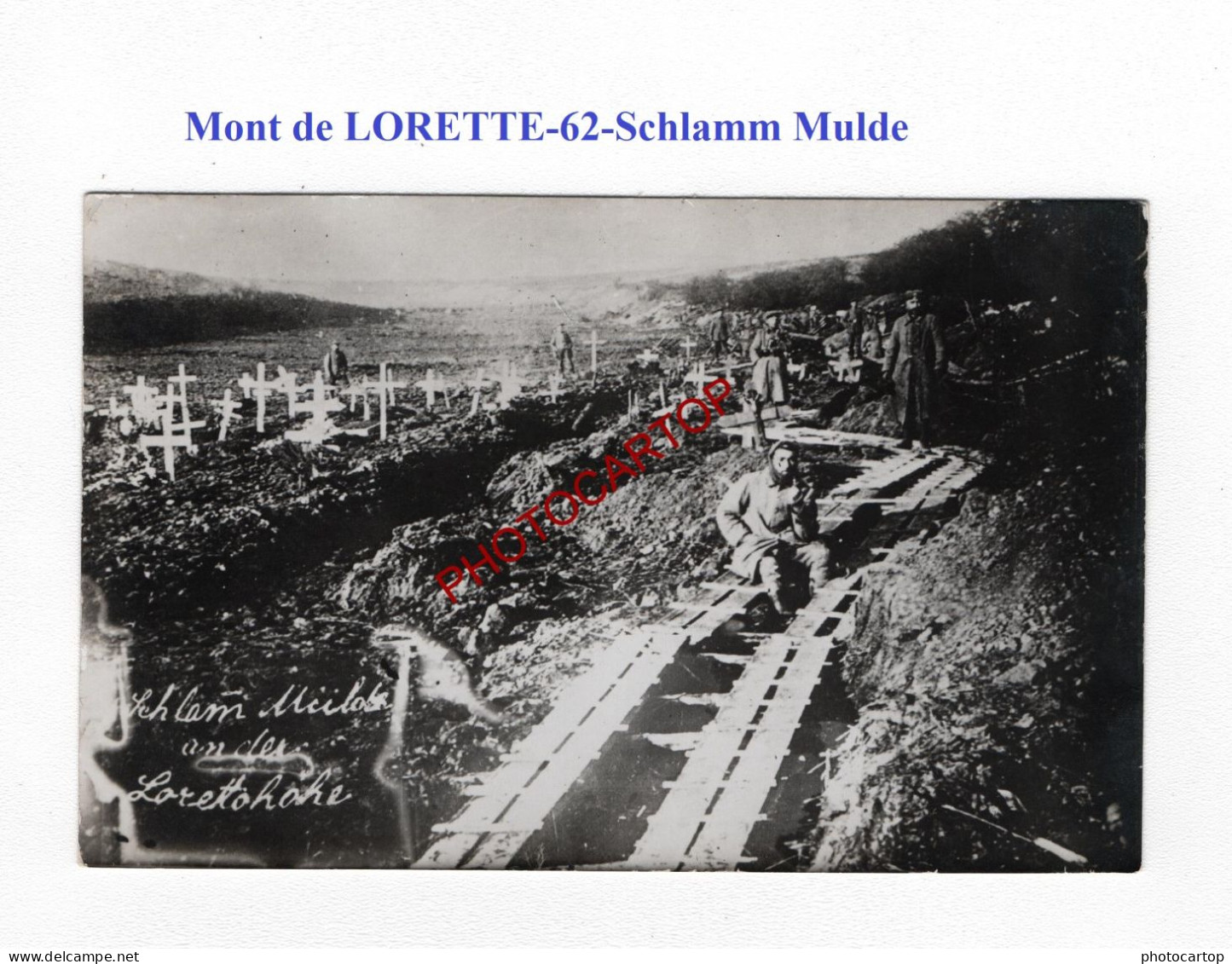 Mont De LORETTE-Loretto-62-Schlamm Mulde-Cimetiere-Tombes-CARTE PHOTO Allemande-GUERRE 14-18-1 WK-MILITARIA- - Cimetières Militaires