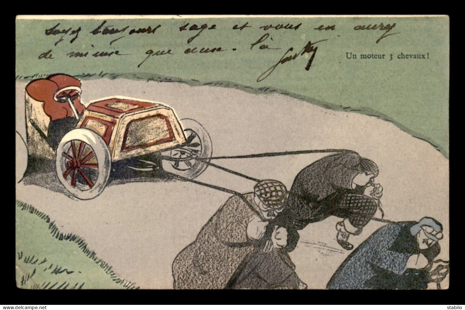 ILLUSTRATEURS - AUTOMOBILE - UN MOTEUR 3 CHEVAUX - HUMORISTIQUE - 1900-1949