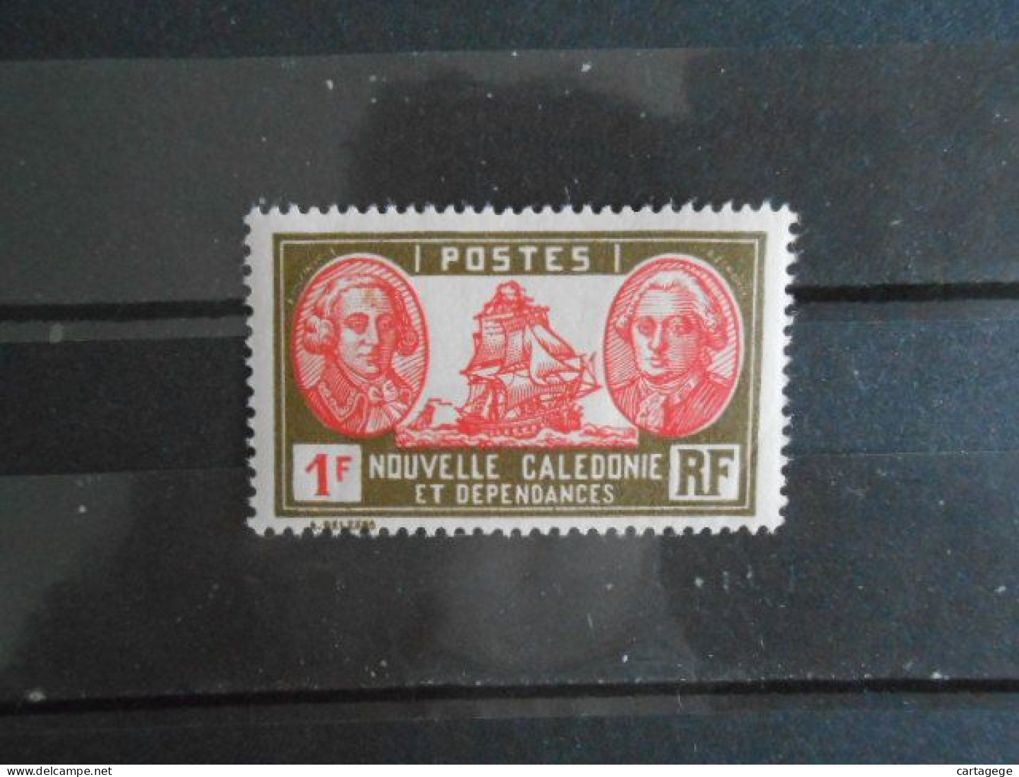 NOUVELLE-CALEDONIE YT 154 BOUGAINVILLE/LA PEROUSE 1f Olive Et Rose* - Unused Stamps