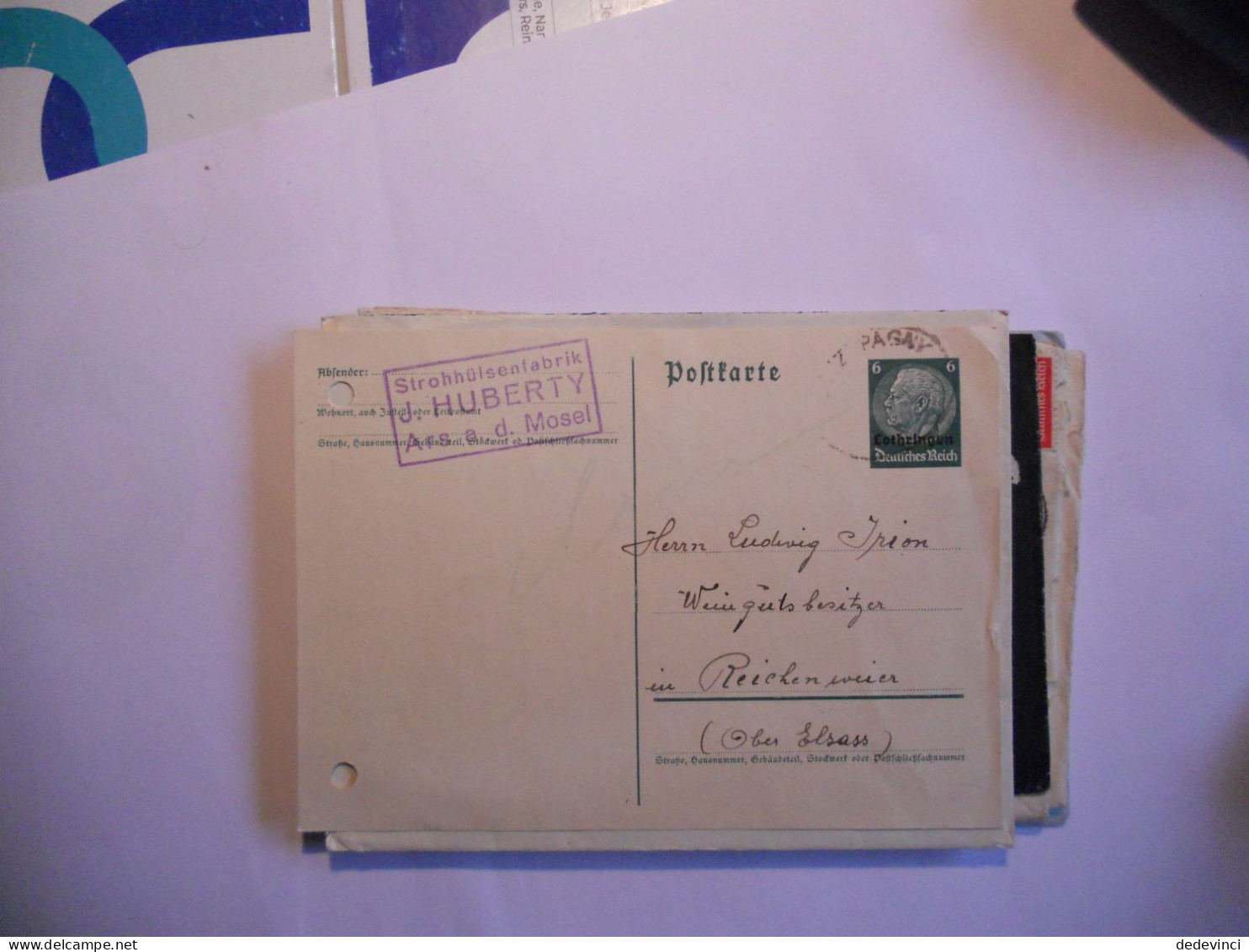 Ars-sur-Moselle Timbre Hindenburg Surchargé Alsace - Cartas & Documentos