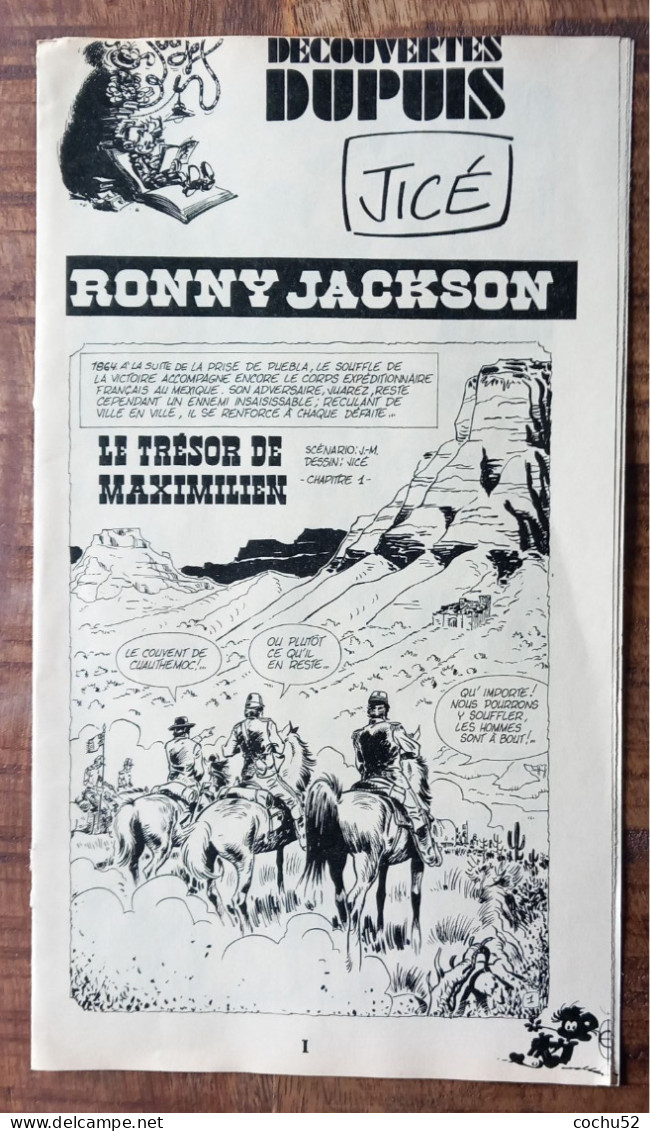 Bande Dessinée, Supplément Spirou---Découvertes Dupuis Numéro 2028---Ronny Jackson – Le Trésor De Maximilien, Jicé, 1977 - Spirou Magazine