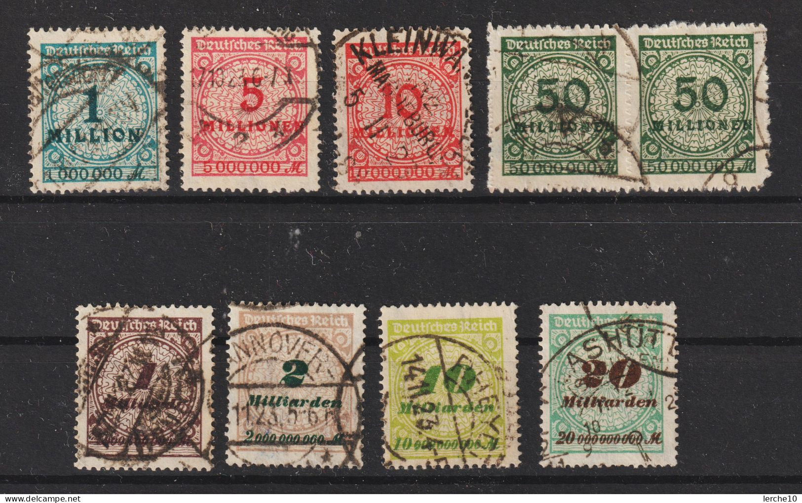 MiNr. 314, 317, 318, 321 B, 325, 326, 328, 329 HT  Gestempelt, Geprüft  (0721) - Used Stamps