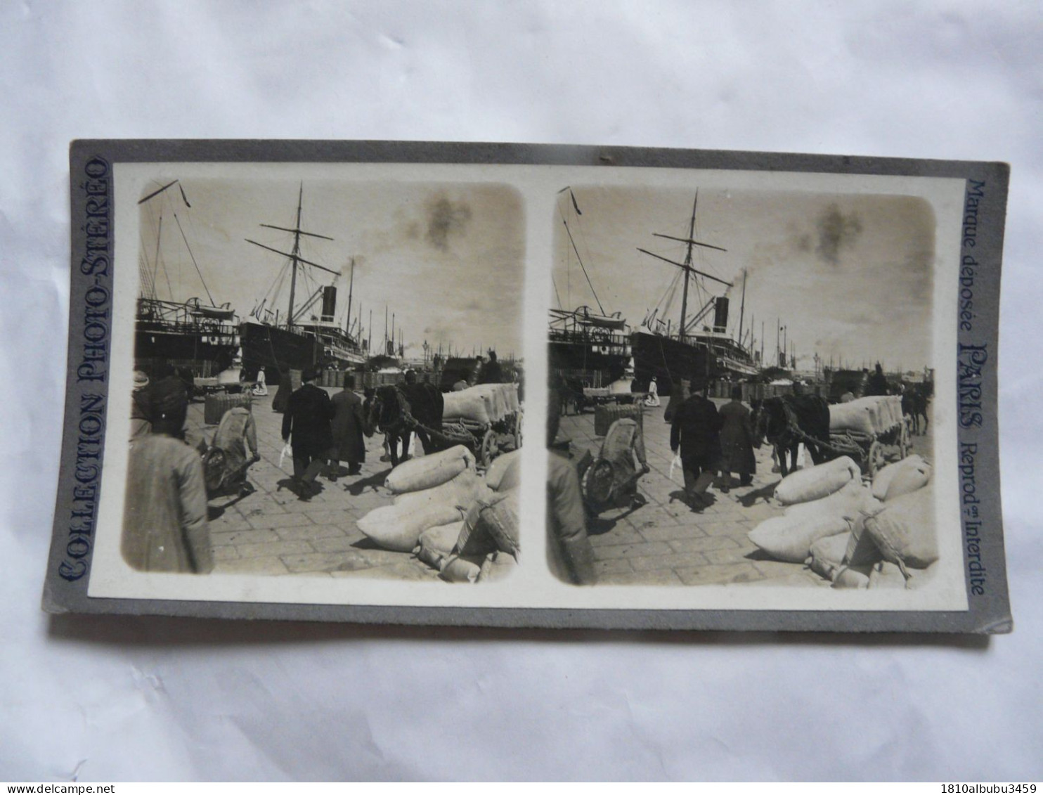 PHOTO STEREOSCOPIQUE - EGYPTE : ALEXANDRIE - Scène Animée - Bateau - Embarquement - Boats