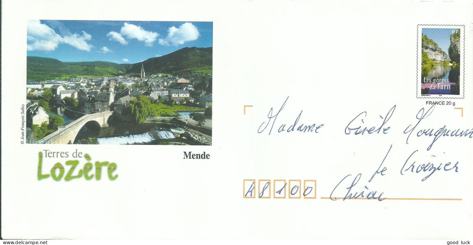 FRANCE LETTRE 20g MENDE POUR CHIRAC ( LOZERE )    LETTRE COVER - Prêts-à-poster:  Autres (1995-...)