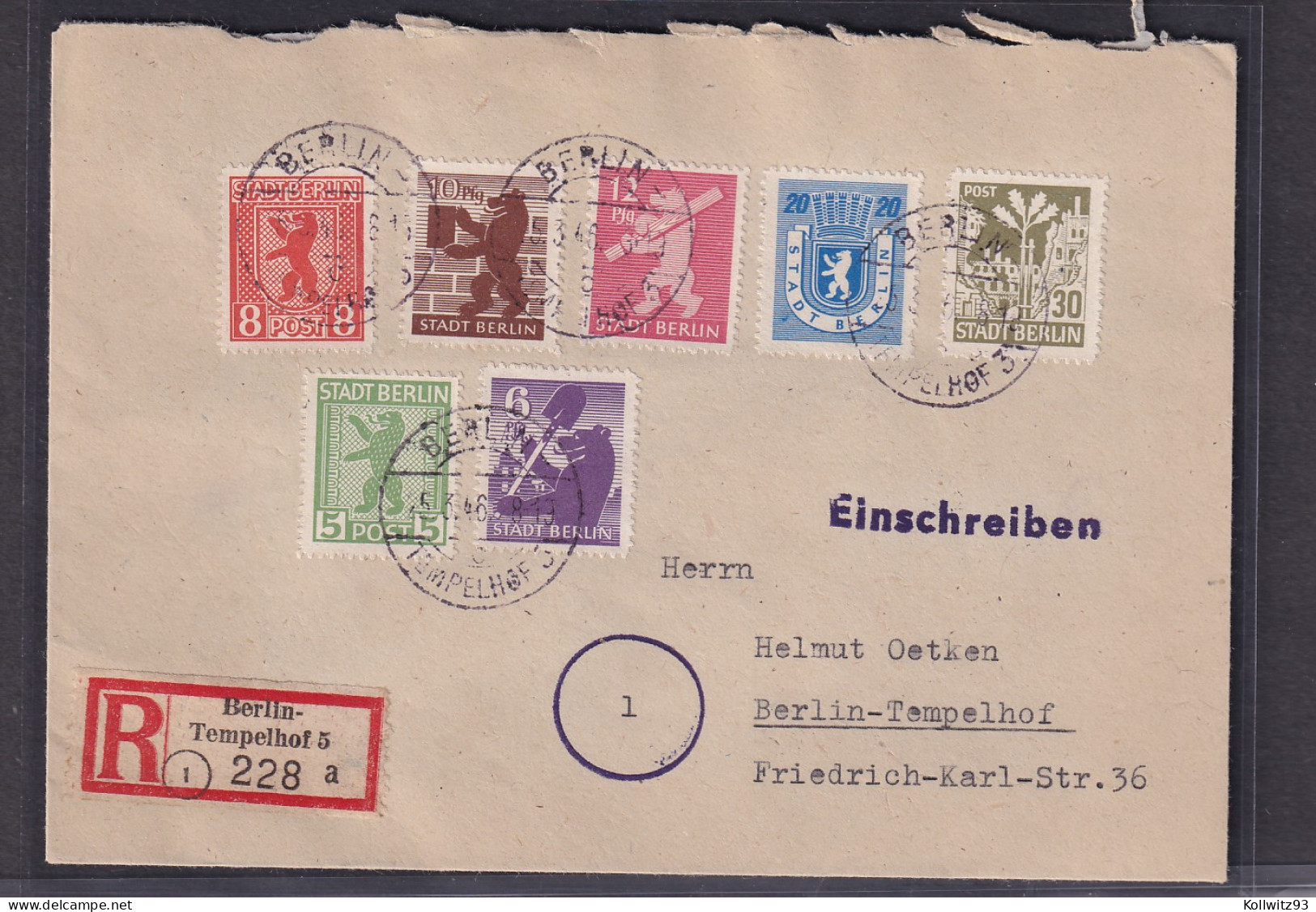  SBZ, Berlin Und Brandenburg., Mi.-Nr. 1-7B, Auf R-Ortsbrief, FA. Dr. JaschBPP. - Autres & Non Classés