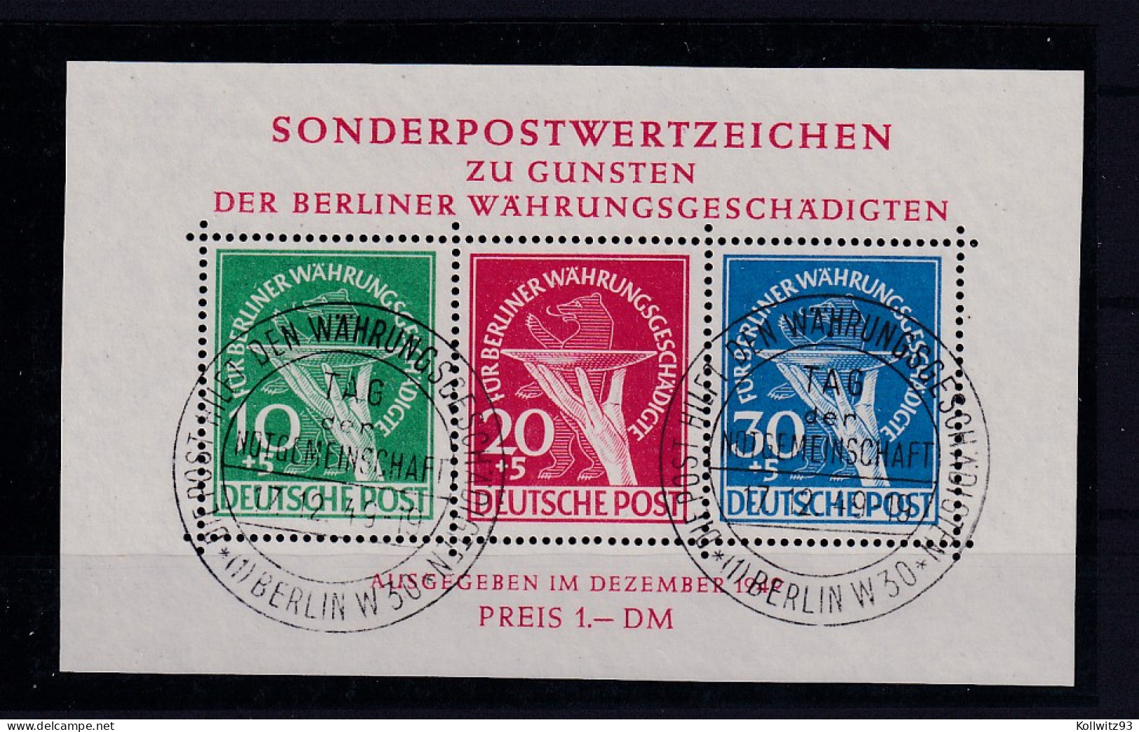 Berlin 1949, Blockausgabe, Mi.-Nr. Block 1 III, Gestempelt, FA Schlegel - Lettres & Documents