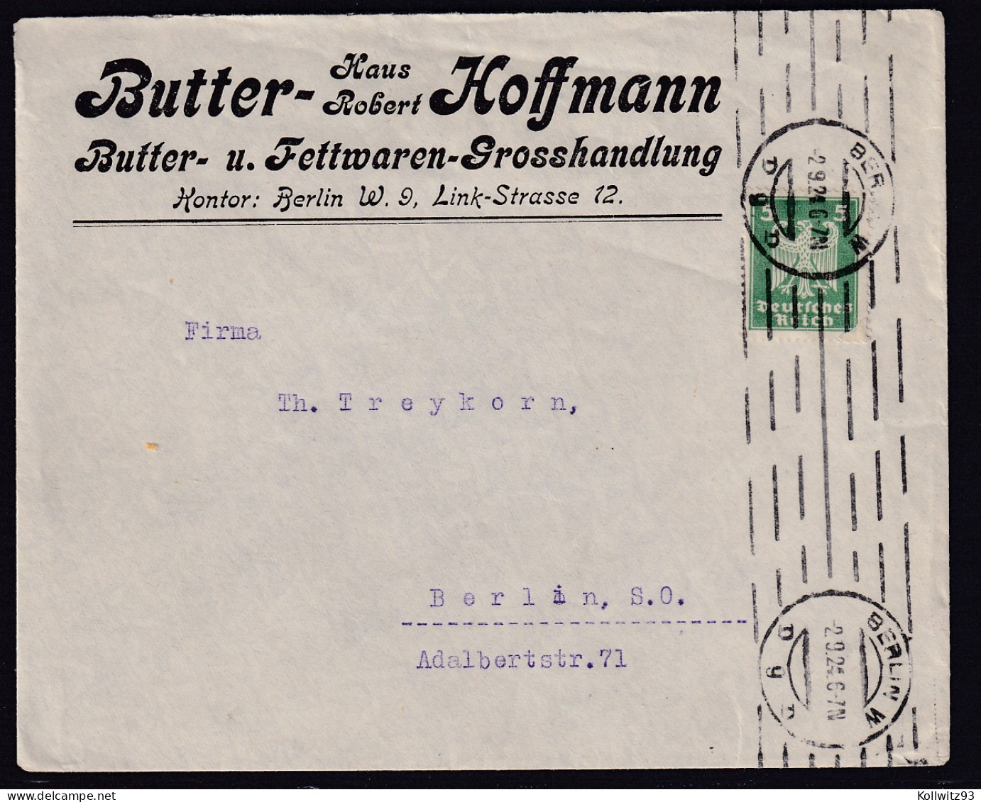 DR. Reklame-Brief, Butter- Haus Robert Hoffmann, Berlin - Altri & Non Classificati
