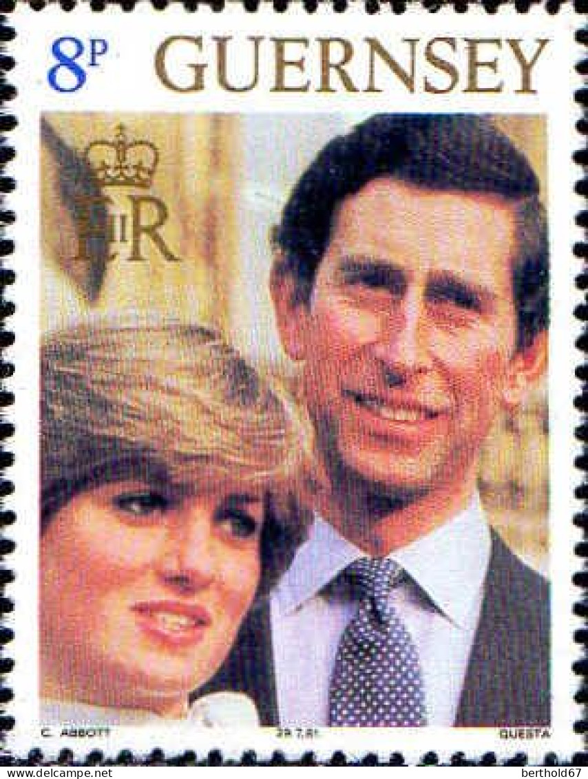 Guernesey Poste N** Yv:220/226 Mariage Princier Prince Charles & Lady Diana - Guernsey