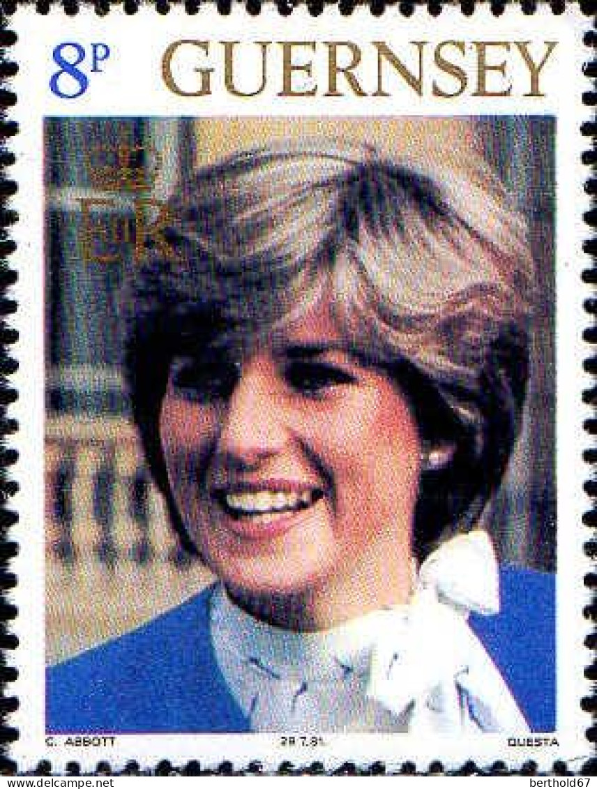 Guernesey Poste N** Yv:220/226 Mariage Princier Prince Charles & Lady Diana - Guernesey