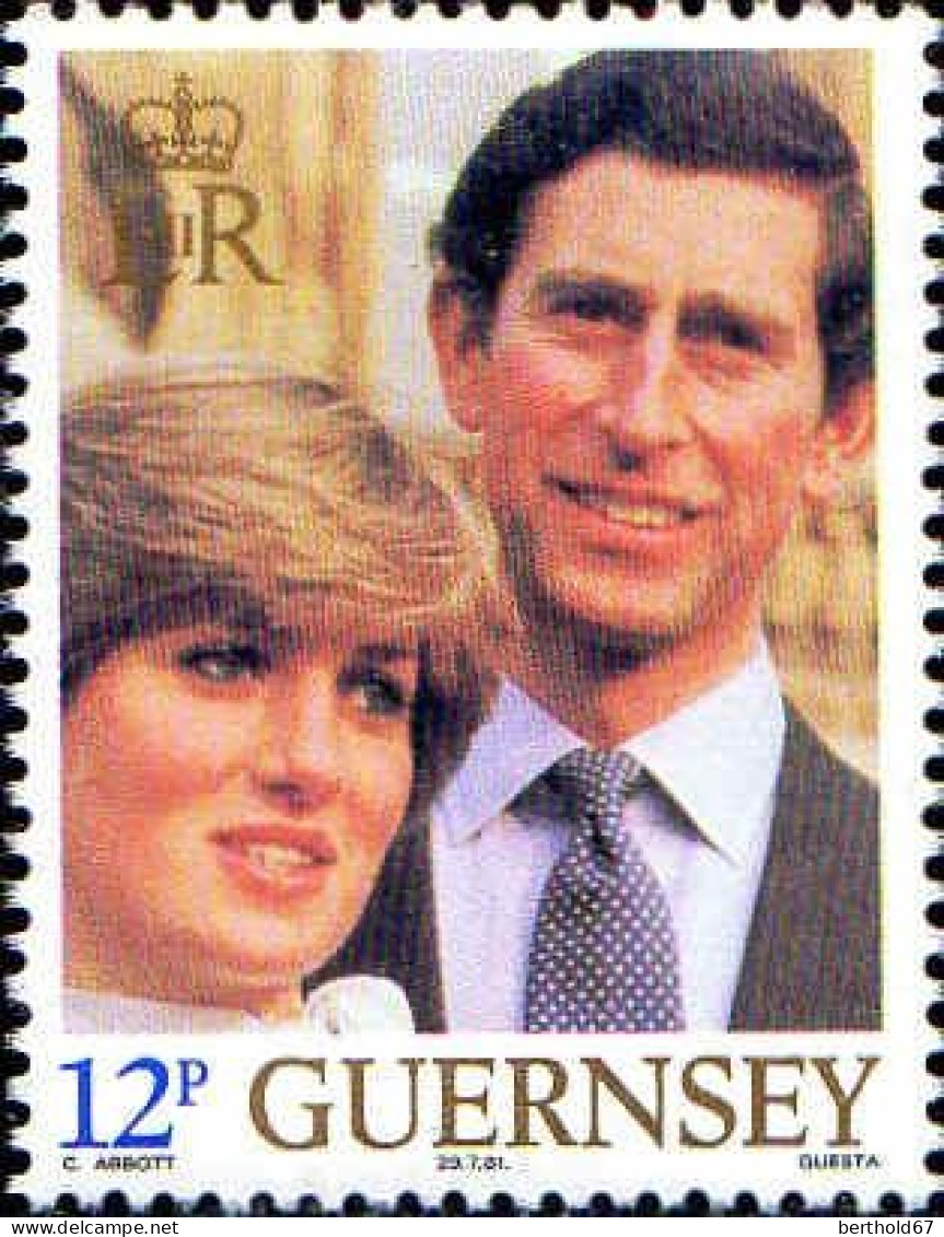 Guernesey Poste N** Yv:220/226 Mariage Princier Prince Charles & Lady Diana - Guernesey