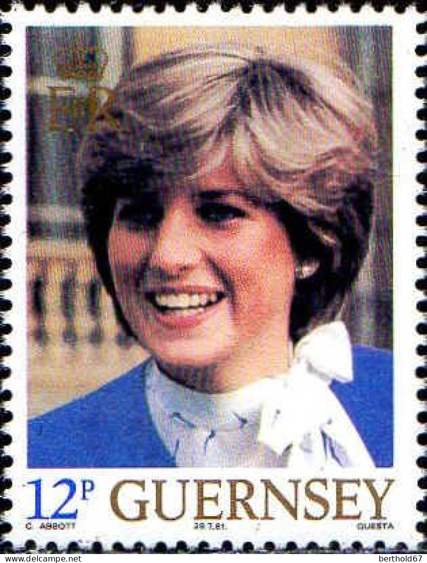 Guernesey Poste N** Yv:220/226 Mariage Princier Prince Charles & Lady Diana