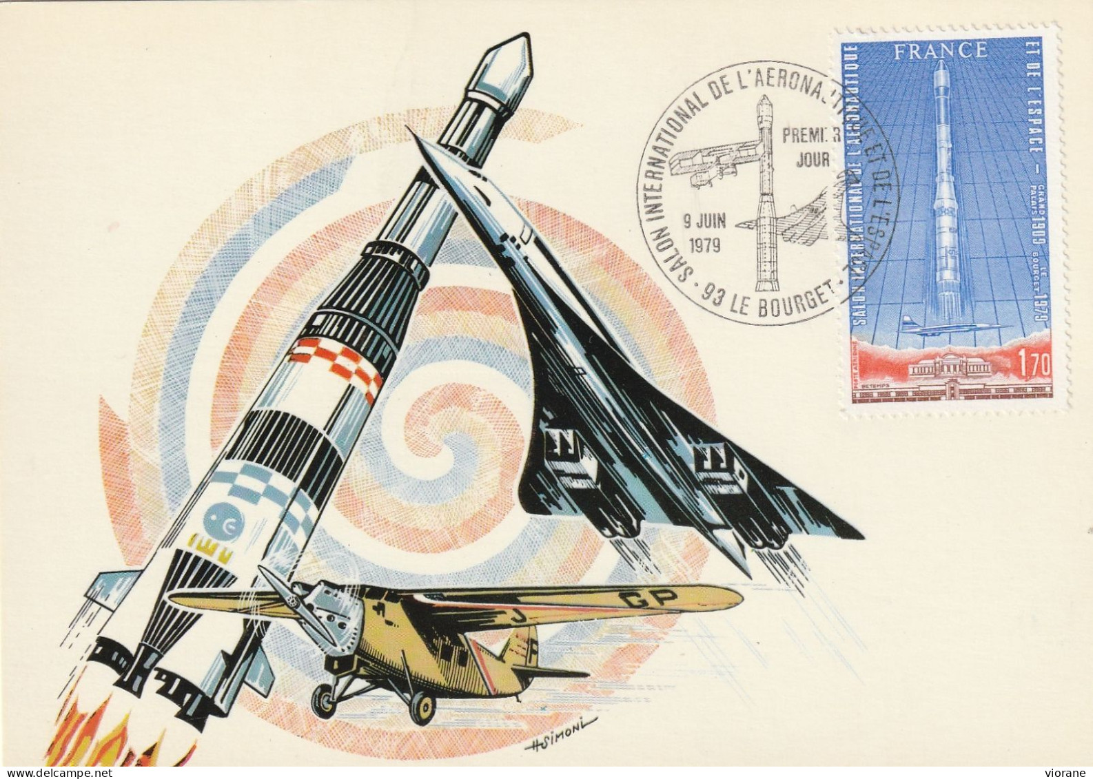 Carte Maximum - Salon International De L'Aéronautique - 1er Jour  - Le Bourget - - 1946-....: Modern Tijdperk