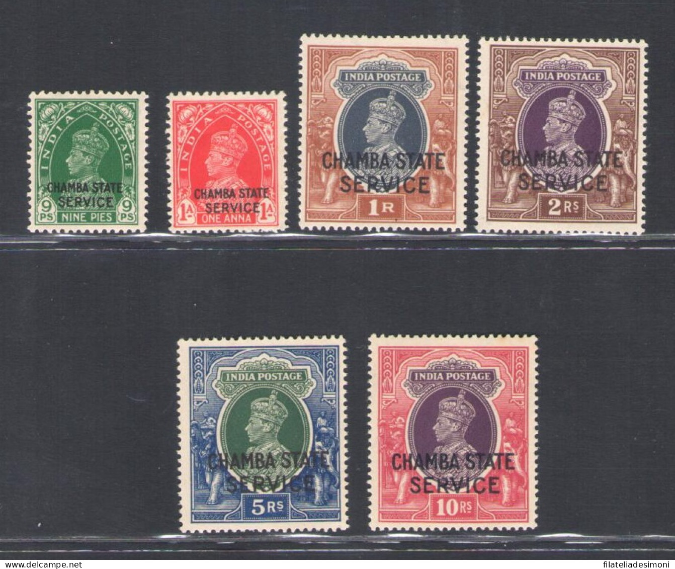 1938-40 India - Chamba State Service Stanley Gibbson N. 66/71 - MNH** - Sonstige & Ohne Zuordnung