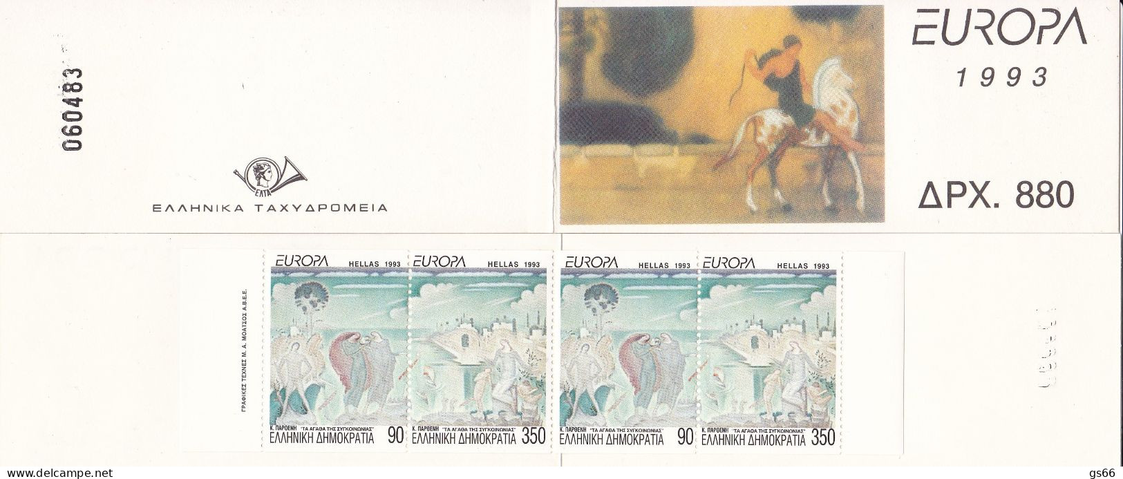 Griechenland, 1993, 1829/30 C MH 16, MNH **,  Europa: Zeitgenössische Kunst., Booklet - Markenheftchen