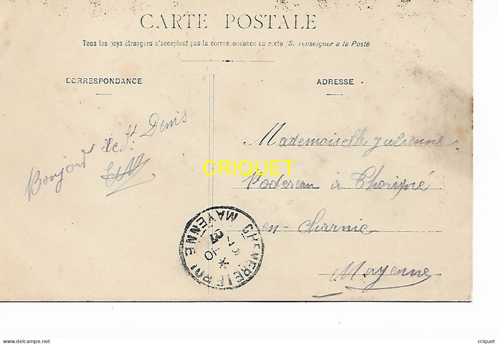 72 St Denis D'Orques, Superbe Fantaisie Avec Paillettes, Un Bonjour, Affranchie 1907 - Autres & Non Classés