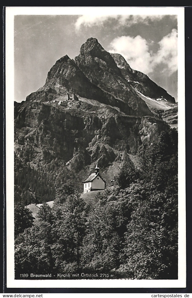 AK Braunwald, Kirchli Mit Ortstock  - Braunwald