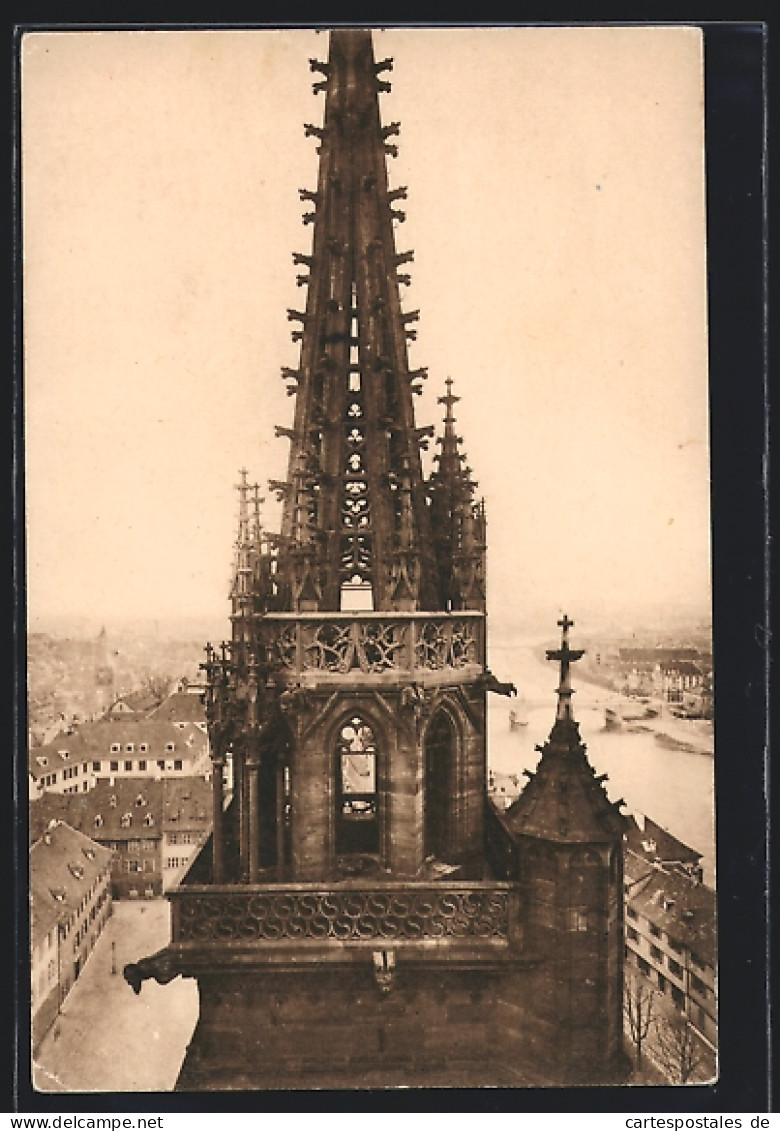 AK Basel, Turmspitze Des Münsters, Georgturm  - Basilea