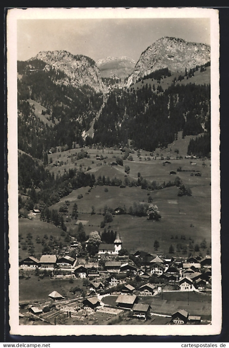 AK Erlenbach Im Simmental, Ortsansicht Gegen Bergpanorama  - Erlenbach Im Simmental