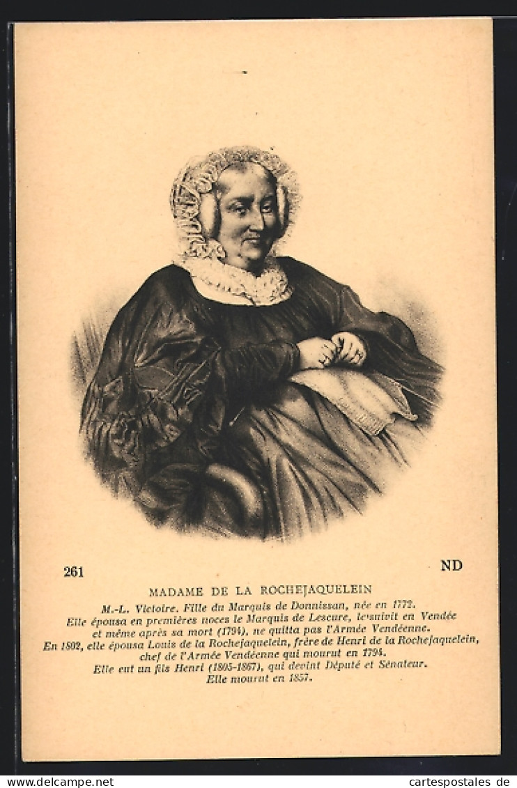 AK Madame De La Rochejaquelein, 1772-1857  - Writers