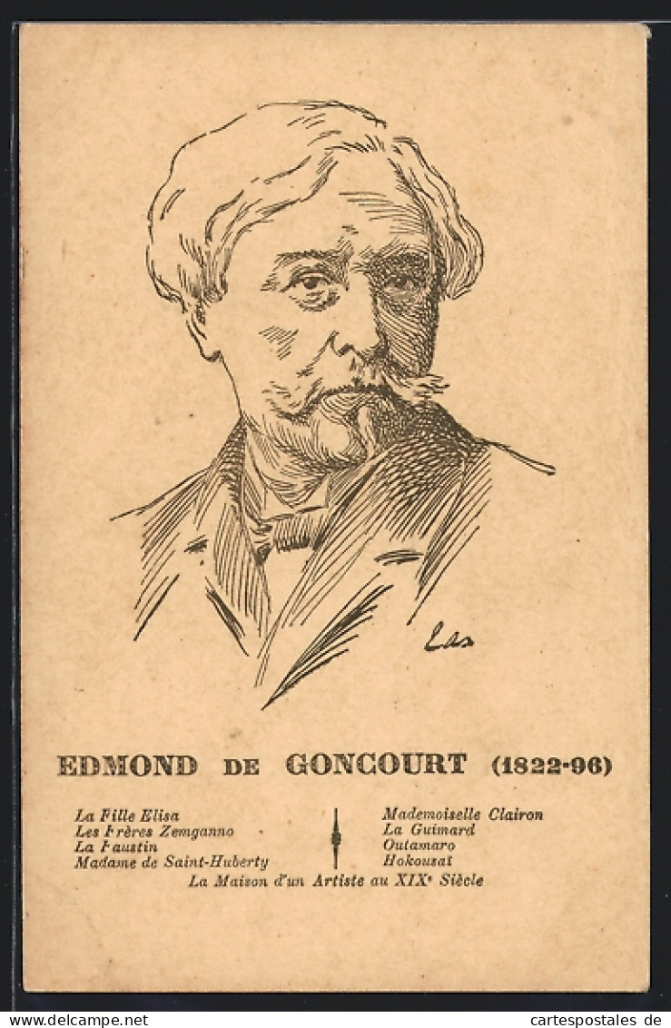 AK Portrait Von Edmond De Goncourt, 1822-96  - Schrijvers