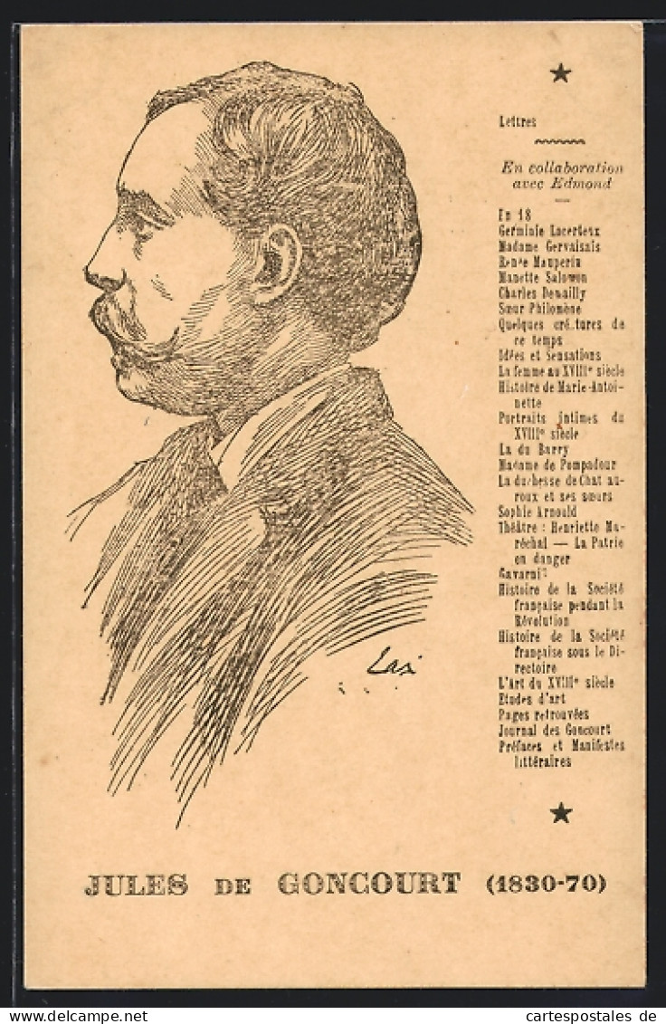 AK Portrait Von Jules De Goncourt, 1830-70  - Schriftsteller