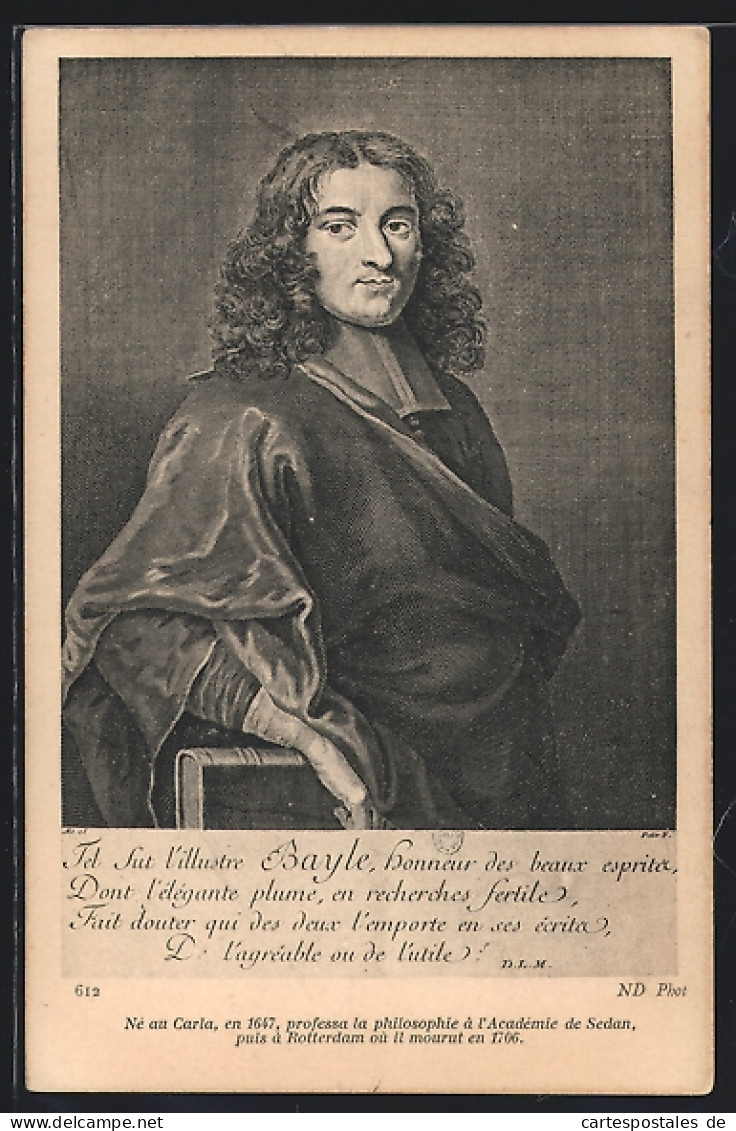 AK Portrait Von Bayle, Schriftsteller, 1647-1706  - Schrijvers