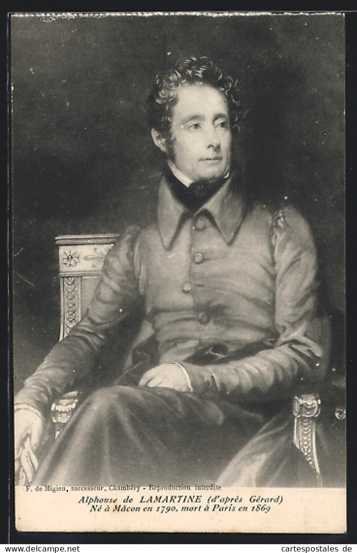 AK Alphonse De Lamartine, Schriftsteller, 1790-1869  - Writers