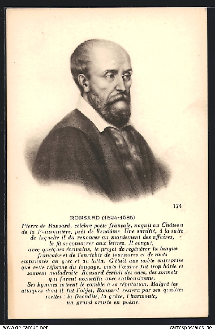 AK Portrait Von Ronsard, Schriftsteller, 1524-1585  - Schrijvers