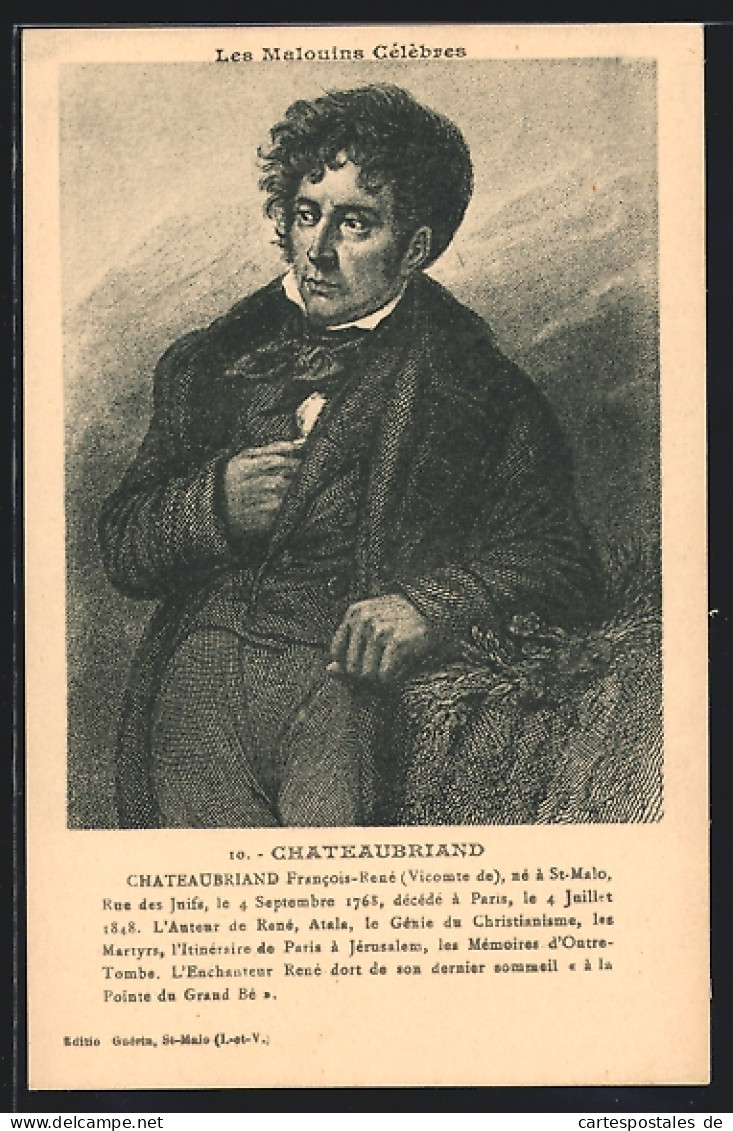 AK Portrait Von Francois-René Chateaubriand, 1768-1848  - Schriftsteller