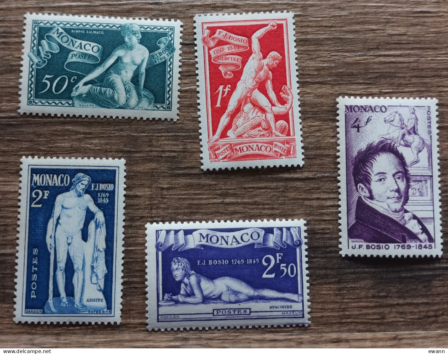 Monaco - YT N°314 à 318 - François Joseph Bosio - 1948 - Neuf - Unused Stamps