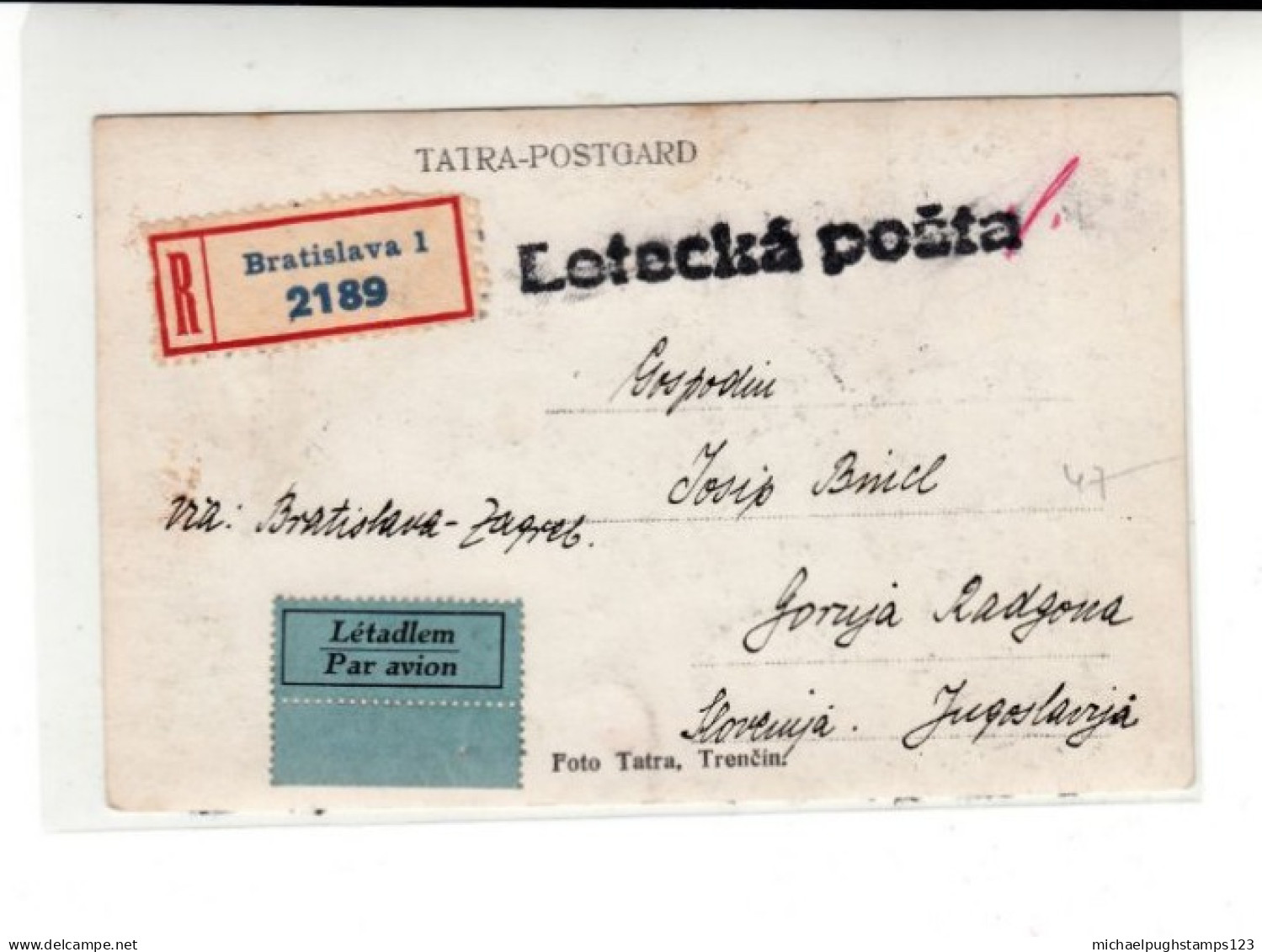 Czechoslovakia / Registered Postcards / Airmail - Other & Unclassified