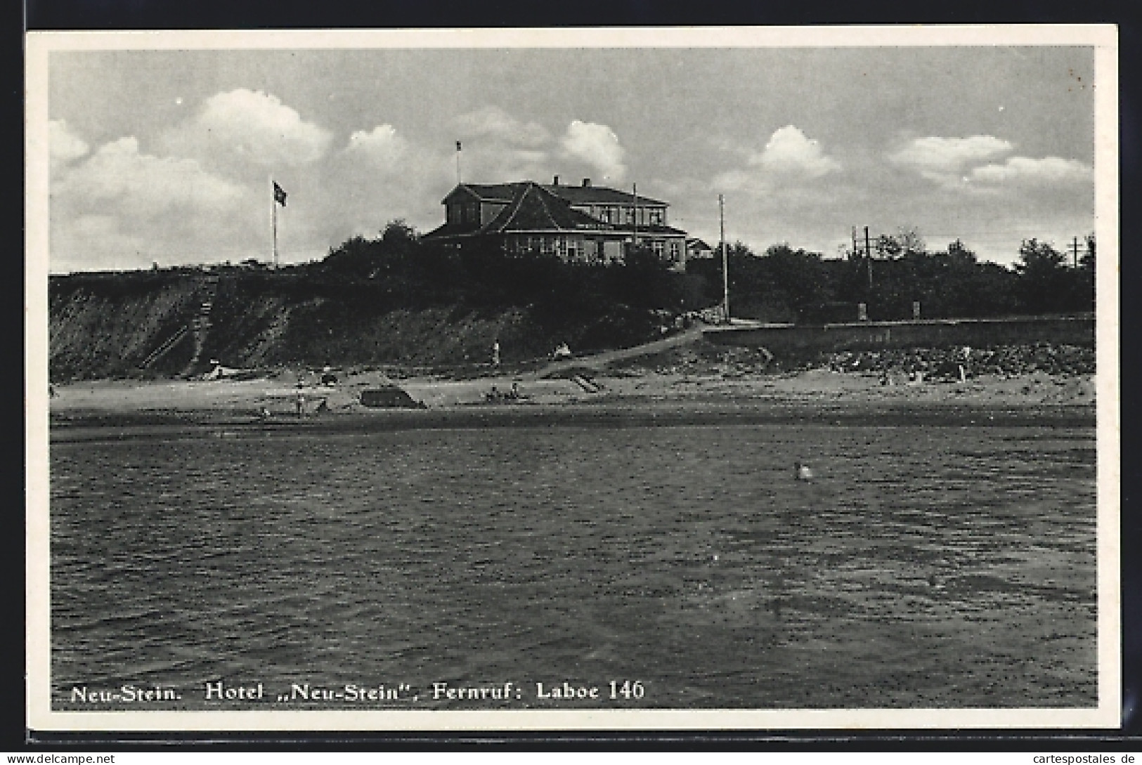 AK Neu-Stein, Strand Und Hotel Vom Wasser Aus  - Other & Unclassified