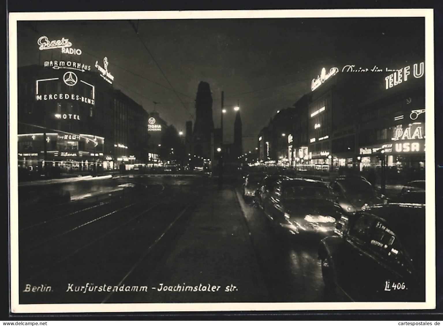 AK Berlin-Charlottenburg, Kurfürstendamm, Ecke Joachimstaler Str., Bei Nacht  - Charlottenburg