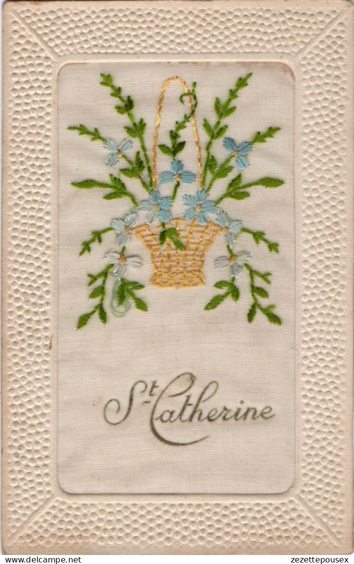 38475-ZE-FANTAISIE-Carte Brodée--St CATHERINE - Embroidered
