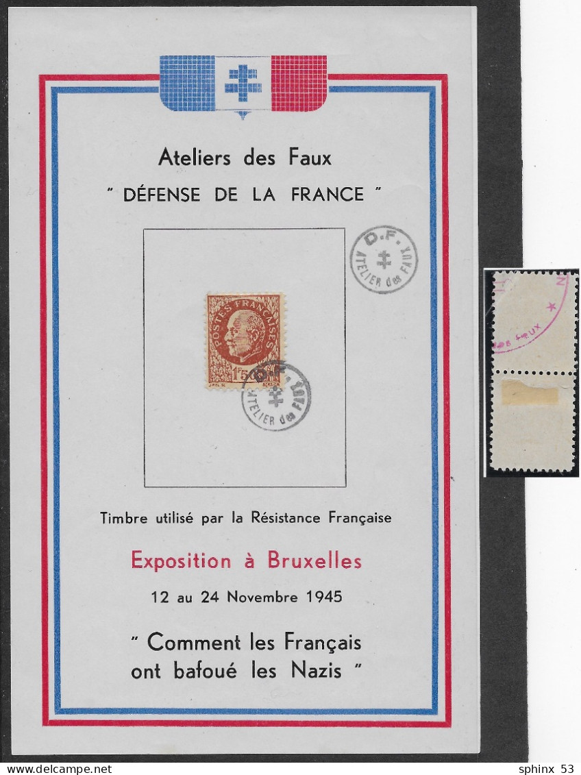 Résistance_Atelier Des FAUX_Exposition Bruxelles Novembre 1945 Plus Une Parie Timbres - Libération