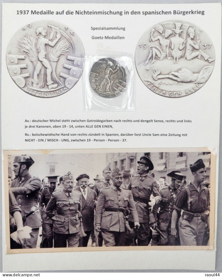 Médaille 1937 Non-ingérence Dans La Guerre Civile Espagnole + Photos - 1939-45