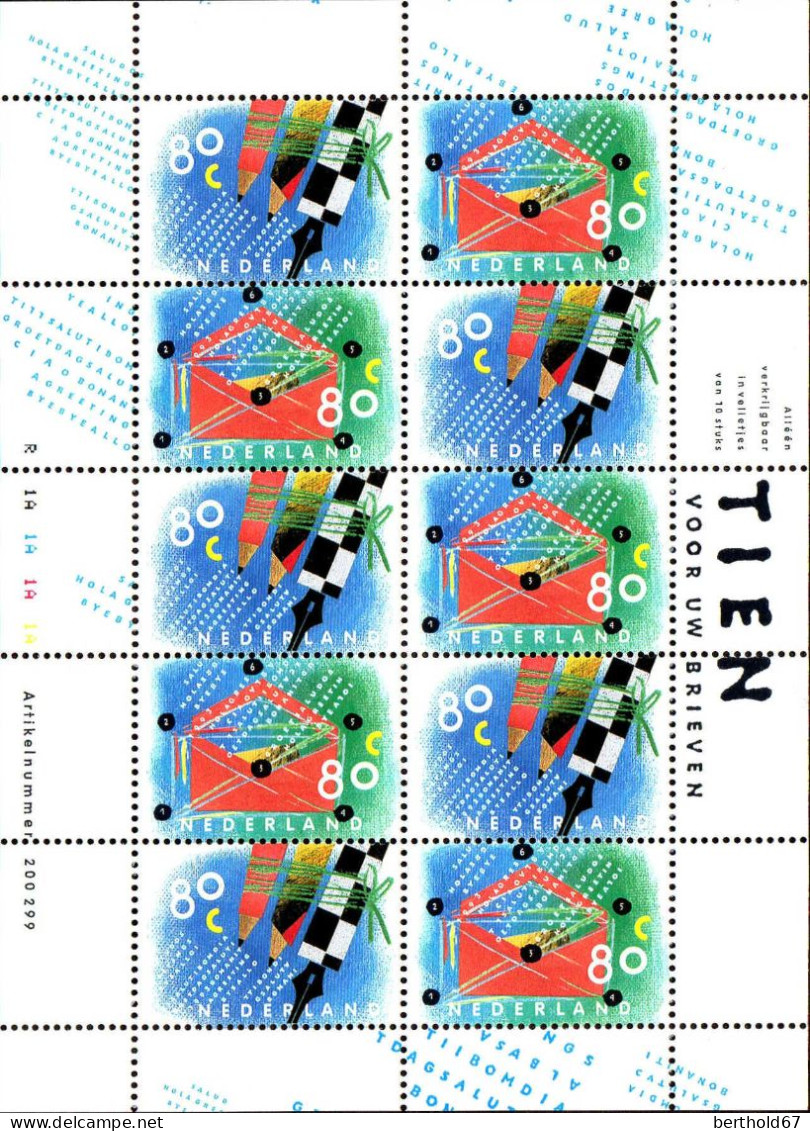 Pays-Bas Poste N** Yv:1452F Mi:1488KB Tien Voor Uw Brieven Planche - Unused Stamps