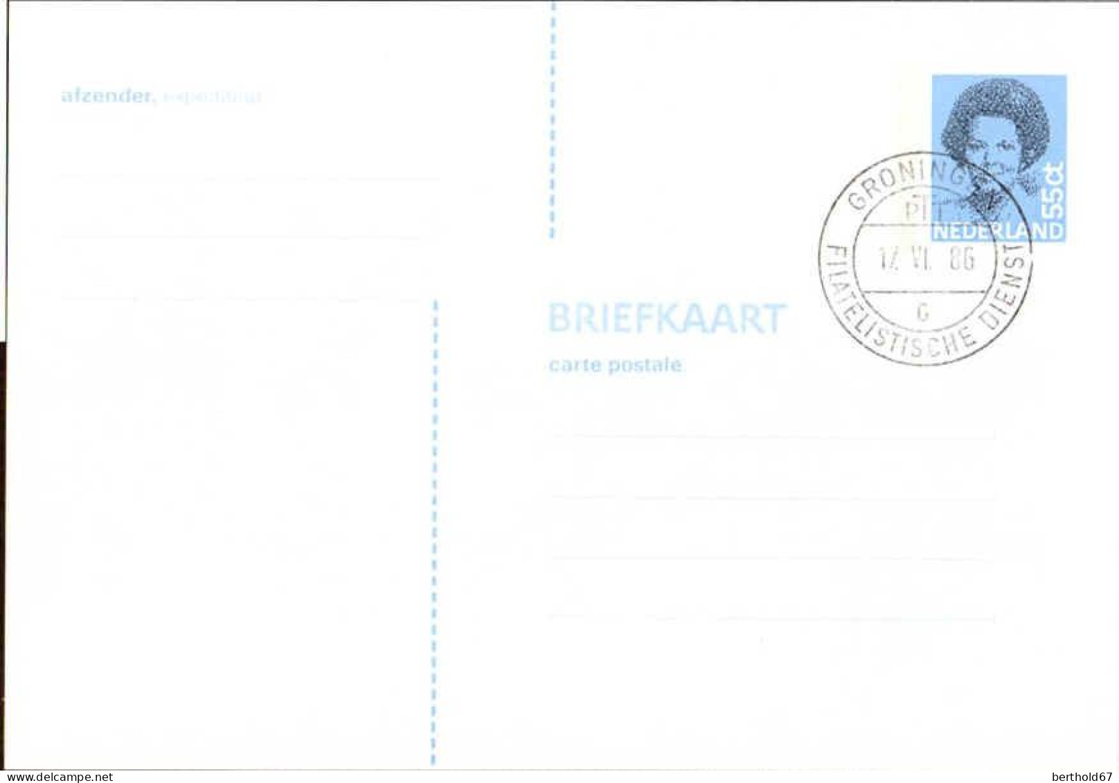 Pays-Bas Entier-P Obl (31) Briefkaart Reine Beatrix 148*102 55c (TB Cachet à Date) Bande Phosphore 3x25mm - Interi Postali