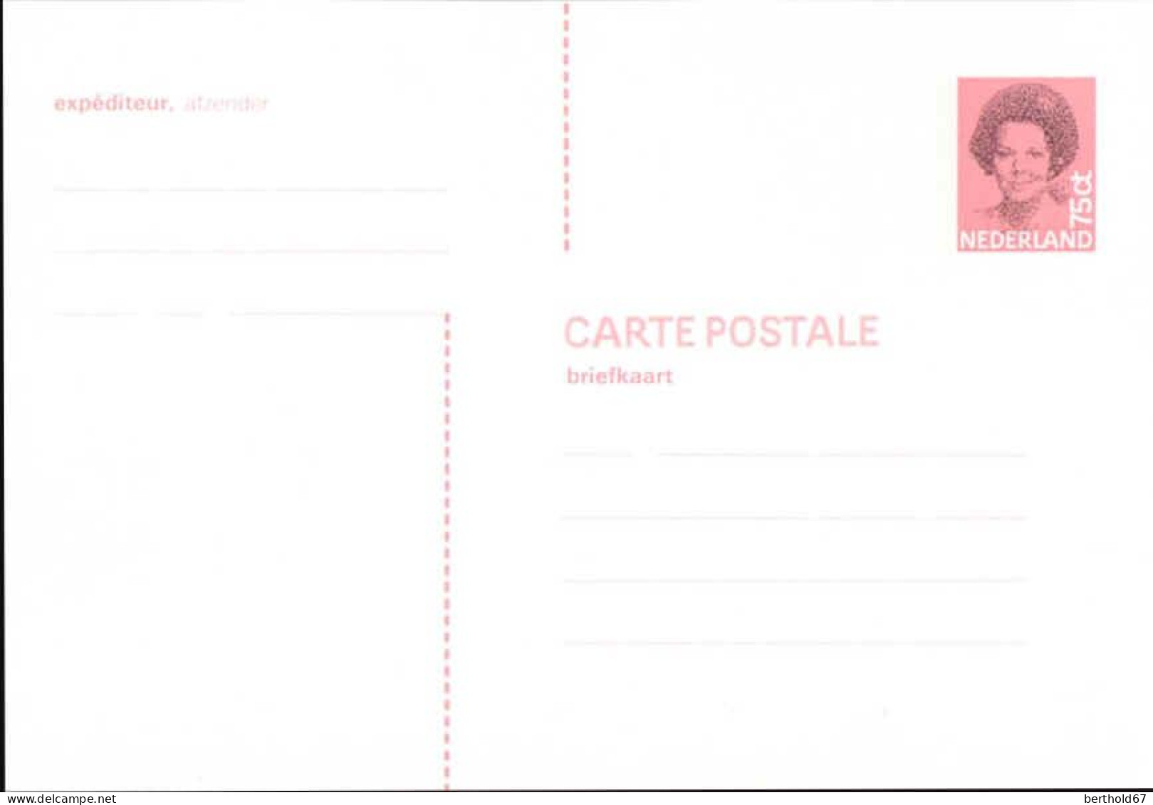 Pays-Bas Entier-P N** (30) Carte Postale Reine Beatrix 148*102 75ct Bande De Phosphore 2mm - Ganzsachen