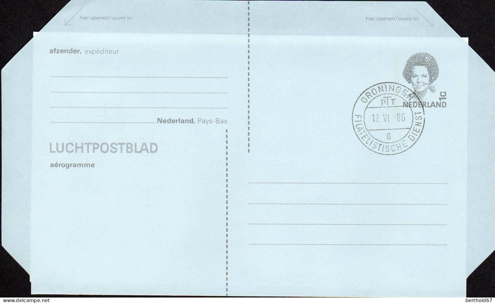 Pays-Bas Aérogr Obl (52) Aerogramme Luchtpostblad 90ct Reine Beatrix (TB Cachet à Date) 1G - Postal Stationery