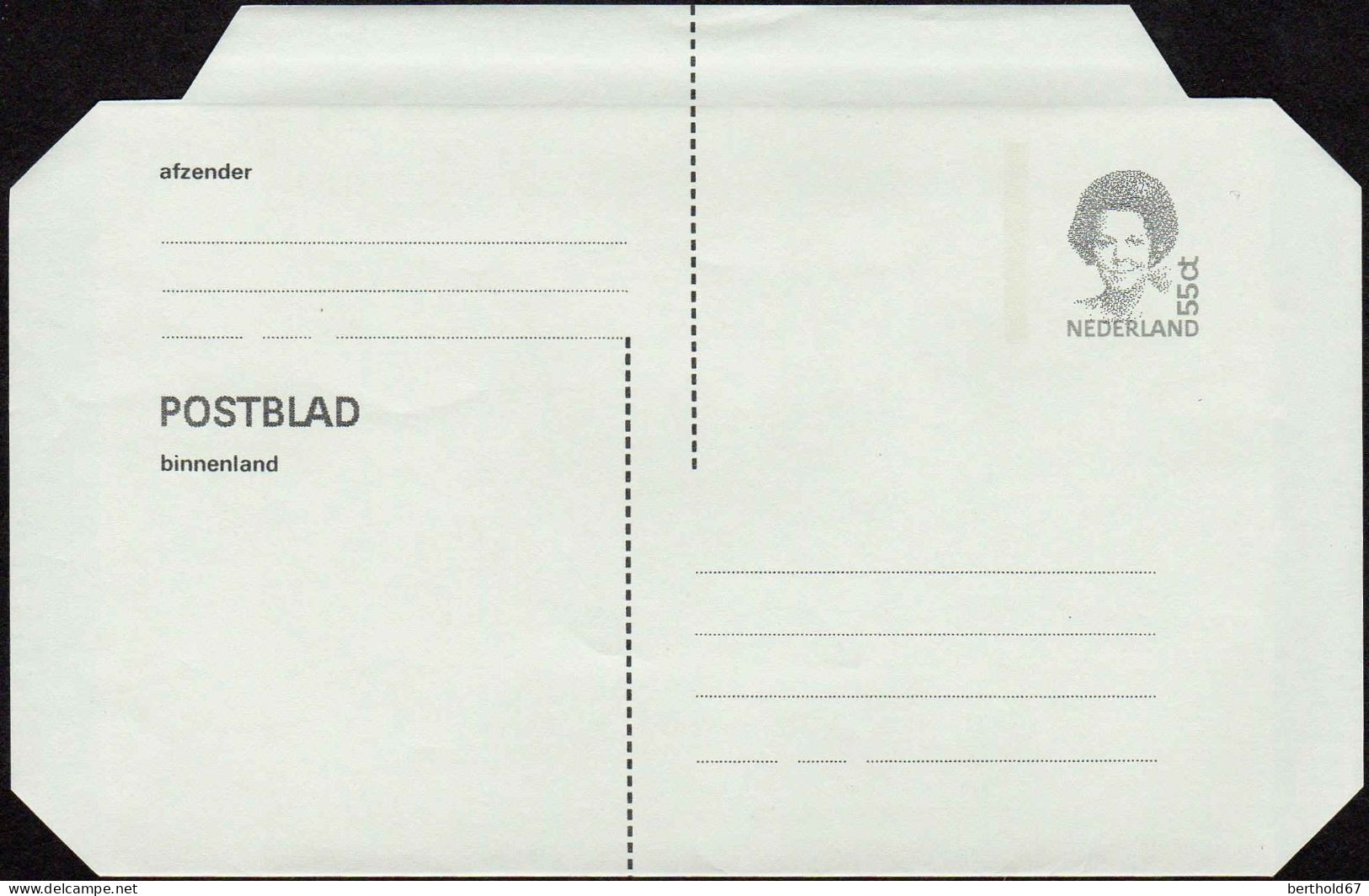 Pays-Bas Aérogr N** (50) Postblad Binnenland 55ct Reine Beatrix 55ct - Postal Stationery